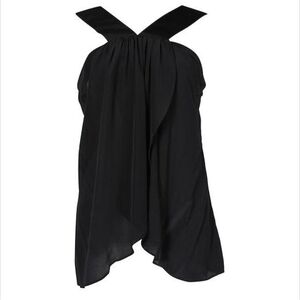 NWT $225 RACHEL ZOE Black Silk Sleeveless Drape Top SZ 2